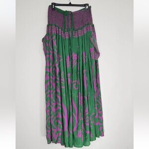 Kantha Bae Cold Shoulder Green Purple Dress Boho Free Size